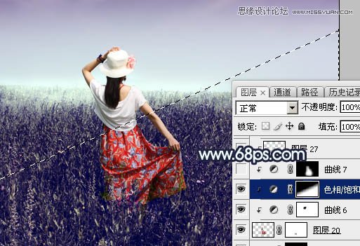 Photoshop调出草丛外景美女冷色逆光效果,PS教程