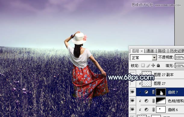 Photoshop调出草丛外景美女冷色逆光效果,PS教程