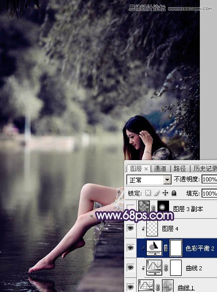 Photoshop调出河边女孩冷色LOMO风格效果,PS教程