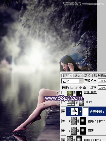 Photoshop调出河边女孩冷色LOMO风格效果,PS教程