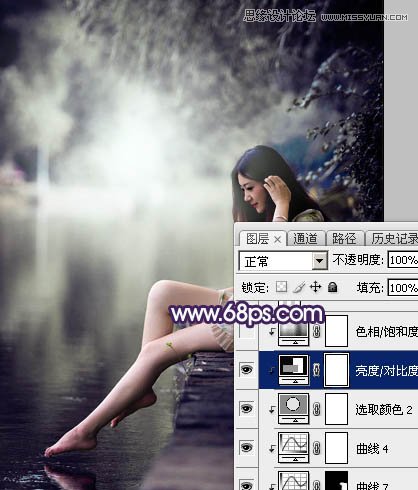 Photoshop调出河边女孩冷色LOMO风格效果,PS教程