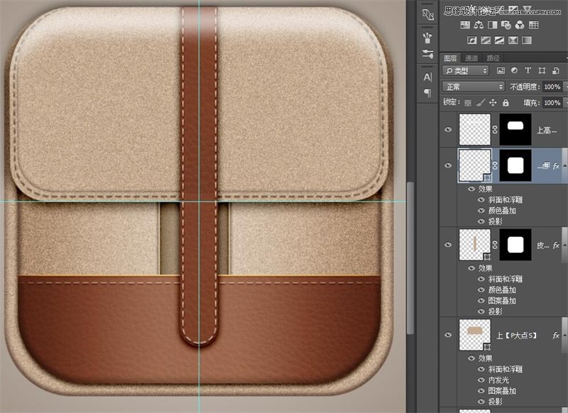Photoshop绘制皮革纹理风格的APP图标教程,PS教程,素材中国网
