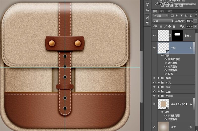 Photoshop绘制皮革纹理风格的APP图标教程,PS教程,素材中国网