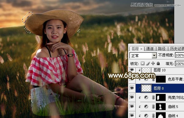 Photoshop草丛人像添加唯美的落日美景,PS教程,素材中国网