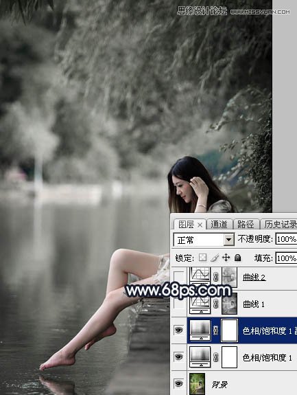 Photoshop调出河边女孩暗冷色艺术效果,PS教程,素材中国网