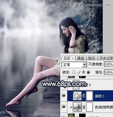 Photoshop调出河边女孩暗冷色艺术效果,PS教程,素材中国网