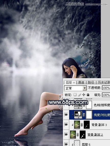 Photoshop调出河边女孩暗冷色艺术效果,PS教程,素材中国网