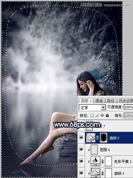 Photoshop调出河边女孩暗冷色艺术效果,PS教程,素材中国网