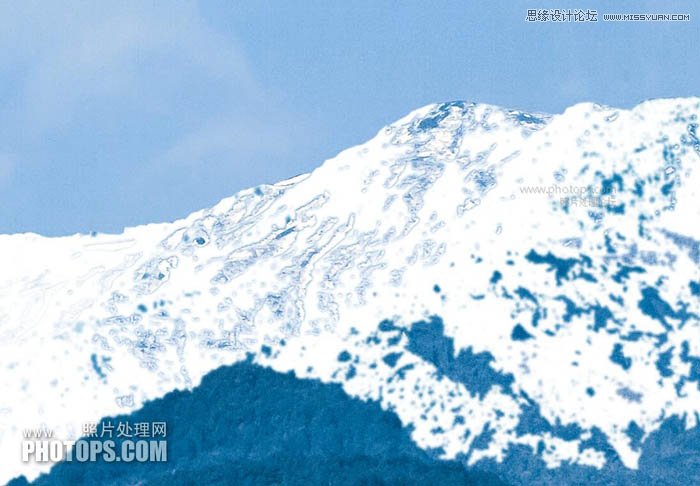 Photoshop给山峰添加逼真的雪景效果图,PS教程,素材中国网