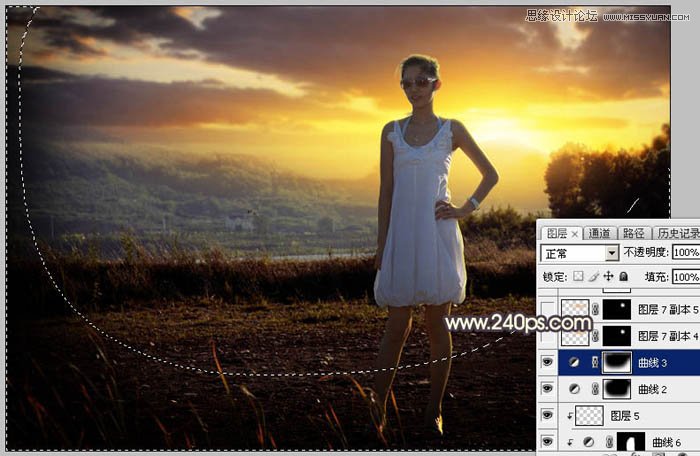 Photoshop给外景模特照片添加夕阳美景,PS教程,素材中国网