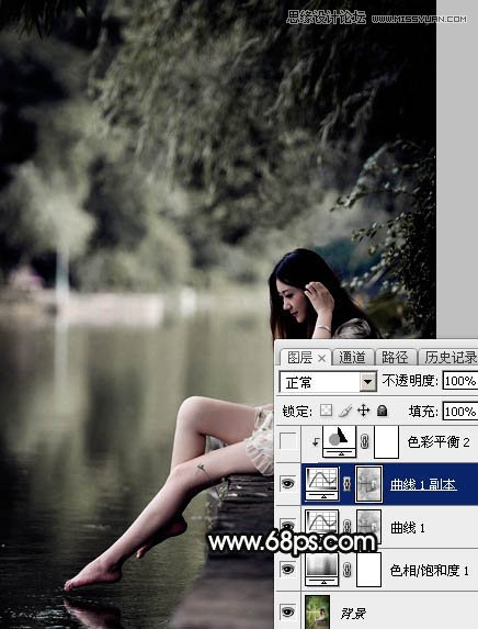 Photoshop调出河边美女暗色LOMO效果,PS教程,素材中国网