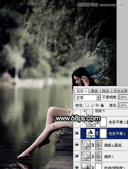 Photoshop调出河边美女暗色LOMO效果,PS教程,素材中国网