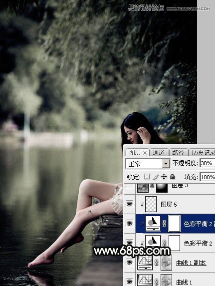 Photoshop调出河边美女暗色LOMO效果,PS教程,素材中国网