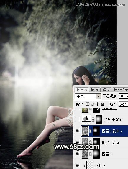 Photoshop调出河边美女暗色LOMO效果,PS教程,素材中国网