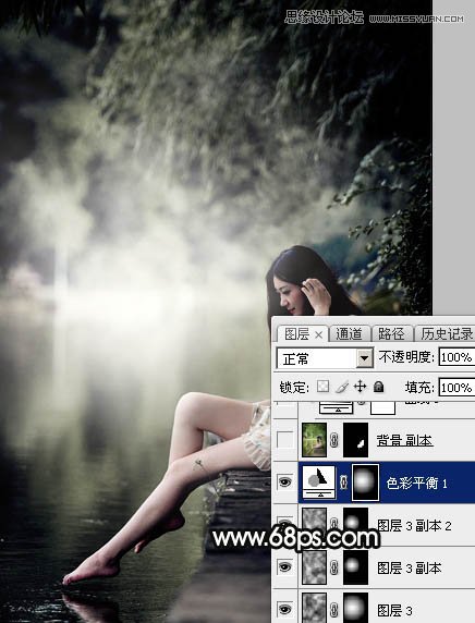 Photoshop调出河边美女暗色LOMO效果,PS教程,素材中国网