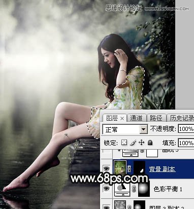 Photoshop调出河边美女暗色LOMO效果,PS教程,素材中国网