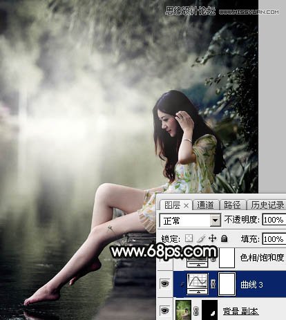 Photoshop调出河边美女暗色LOMO效果,PS教程,素材中国网