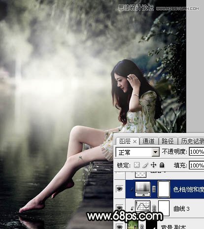 Photoshop调出河边美女暗色LOMO效果,PS教程,素材中国网