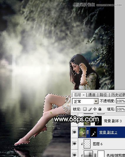 Photoshop调出河边美女暗色LOMO效果,PS教程,素材中国网