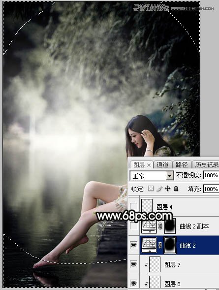 Photoshop调出河边美女暗色LOMO效果,PS教程,素材中国网