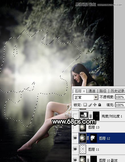 Photoshop调出河边美女暗色LOMO效果,PS教程,素材中国网