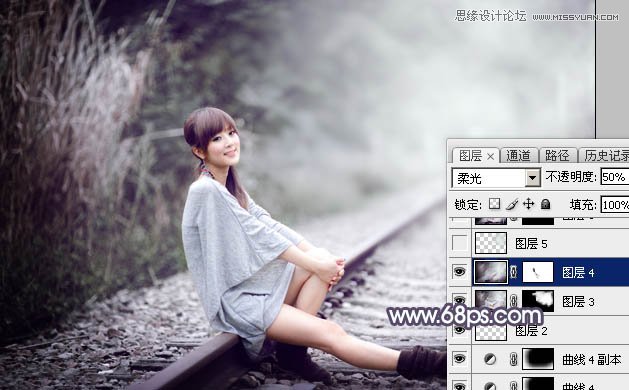 Photoshop调出果子美女照片冷色艺术效果,PS教程,素材中国网