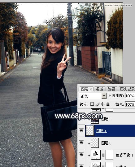 Photoshop给街边美女添加日系黄昏效果图,PS教程,素材中国网