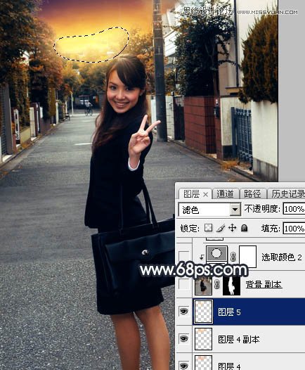 Photoshop给街边美女添加日系黄昏效果图,PS教程,素材中国网