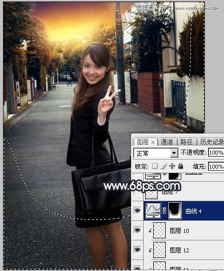 Photoshop给街边美女添加日系黄昏效果图,PS教程,素材中国网