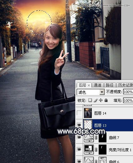 Photoshop给街边美女添加日系黄昏效果图,PS教程,素材中国网