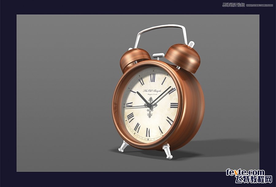 Photoshop绘制3D立体风格的闹钟效果图,PS教程,素材中国网