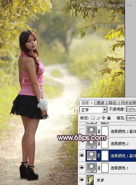 Photoshop调出公园女孩秋季暖色艺术效果,PS教程,素材中国网