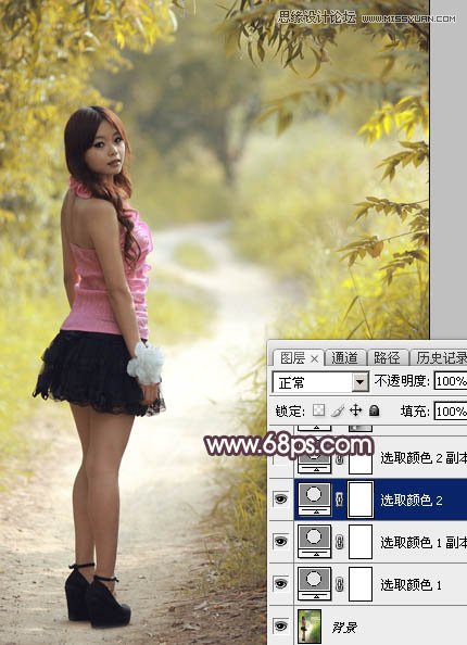 Photoshop调出公园女孩秋季暖色艺术效果,PS教程,素材中国网