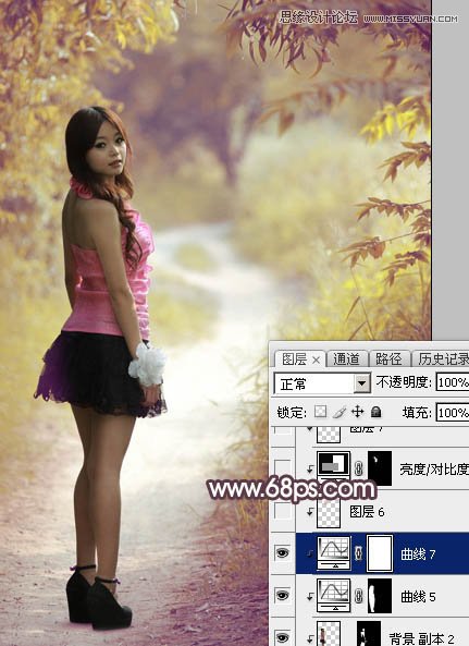 Photoshop调出公园女孩秋季暖色艺术效果,PS教程,素材中国网