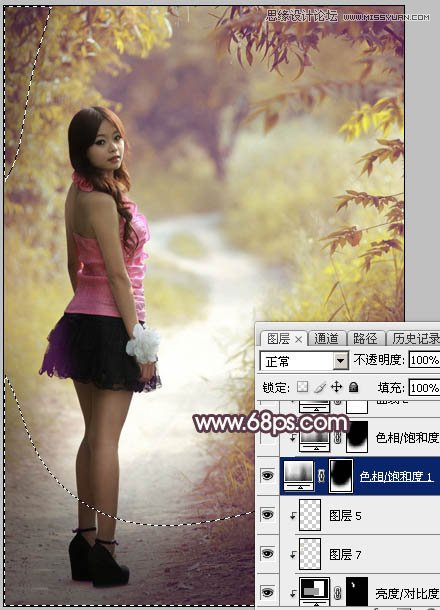 Photoshop调出公园女孩秋季暖色艺术效果,PS教程,素材中国网