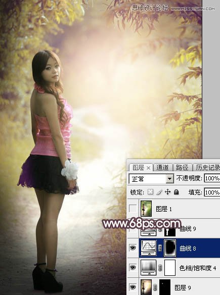 Photoshop调出公园女孩秋季暖色艺术效果,PS教程,素材中国网