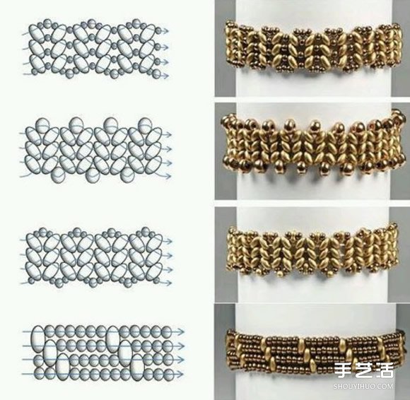 20种精美串珠手链的编织方法图纸-设计经验\/教