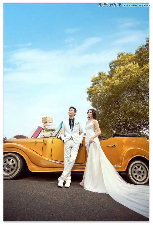 Photoshop调出外景婚片清新通透风格人像,PS教程,素材中国网