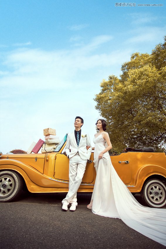 Photoshop调出外景婚片清新通透风格人像,PS教程,素材中国网