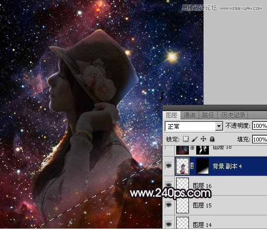 Photoshop制作创意风格的星空人像效果教程,PS教程,素材中国网