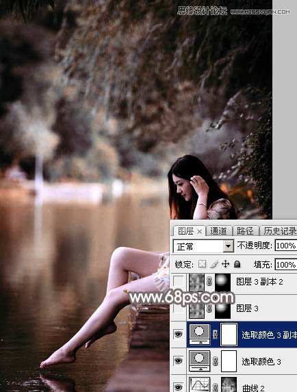 Photoshop调出河边女孩红褐色艺术效果,PS教程,素材中国网