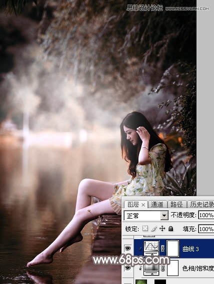 Photoshop调出河边女孩红褐色艺术效果,PS教程,素材中国网