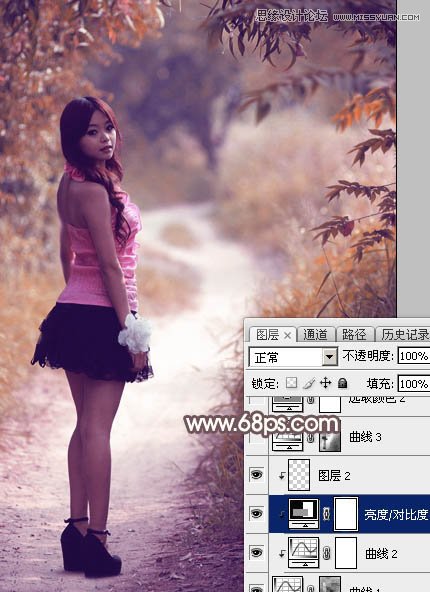 Photoshop调出公园小路女孩秋季暖色效果,PS教程,素材中国网