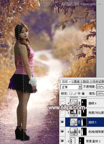 Photoshop调出公园小路女孩秋季暖色效果,PS教程,素材中国网