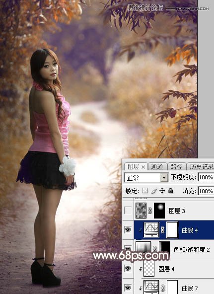 Photoshop调出公园小路女孩秋季暖色效果,PS教程,素材中国网