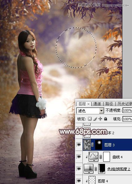 Photoshop调出公园小路女孩秋季暖色效果,PS教程,素材中国网