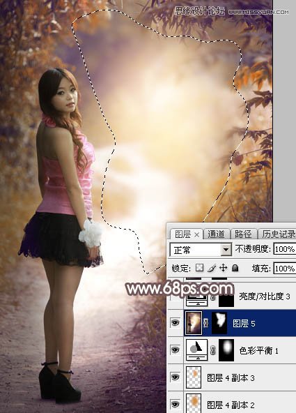 Photoshop调出公园小路女孩秋季暖色效果,PS教程,素材中国网