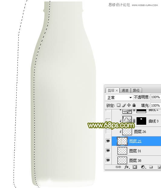 Photoshop绘制玻璃光泽的牛奶瓶子教程,PS教程,素材中国网