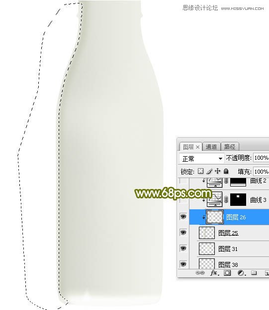 Photoshop绘制玻璃光泽的牛奶瓶子教程,PS教程,素材中国网