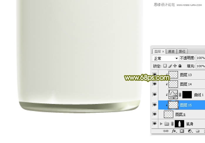 Photoshop绘制玻璃光泽的牛奶瓶子教程,PS教程,素材中国网